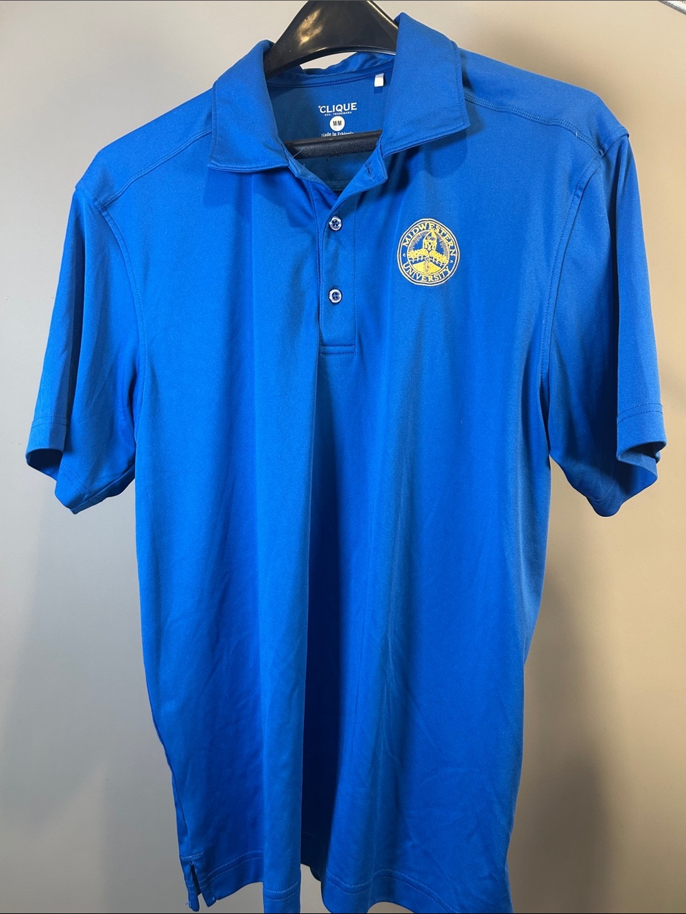 Midwestern University Men's Royal Blue Short-Sleeve Polo with Embroidered Logo M